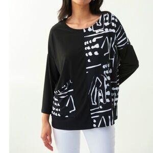 Joseph Ribkoff Color-blocked Printed Top
Style 221116, size 8